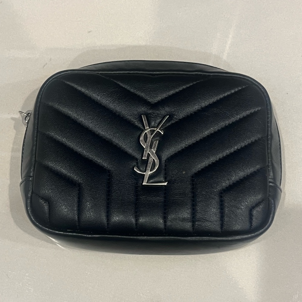 SAINT LAURENT Lambskin Y Quilted Monogram Loulou Cosmetic Case Black - Picture 3 of 12